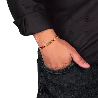 Pulseira modelo Groumet Masculina em Ouro 18K 3x1 - 5 gramas