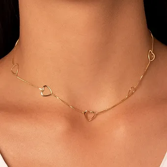 Choker Semijoia Coração Vazado