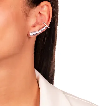 Brinco Semijoia Ear Cuff Redondo Cristal - Ouro Cristal