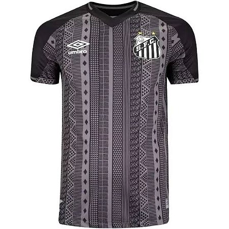 Camisa Santos III 22/23 s/nº Torcedor Umbro Masculina - Chumbo+Preto