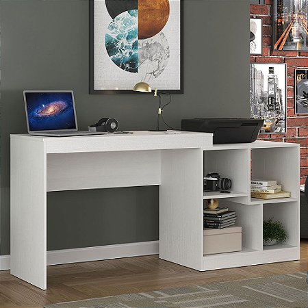 Mesa Escrivaninha 4 Nichos Branco - Hecol - Moville - Móveis para sua Casa  você encontra aqui