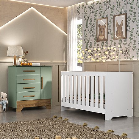 Conjunto Quarto de Bebê Colorir Berço e Cômoda Verde/Nature - Moville -  Moville - Móveis para sua Casa você encontra aqui