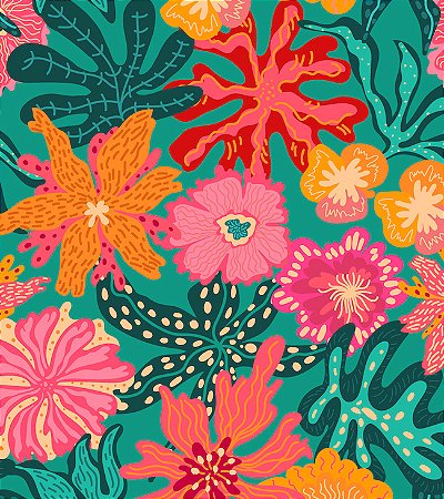 Estampa SPRING – Flores Tropicais Coloridas | Tecido Tricoline Digital 100% Algodão (0,50x1,50m)