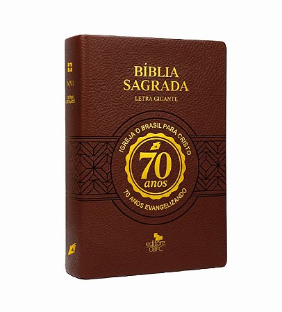Bíblia OBPC Comemorativa aos 70 anos - Couro Nobre Marrom - Letra Gigante