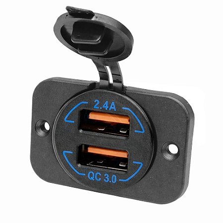 Tomada USB 2.4A 3.0 Carregamento Rápido Veicular Barco Carro