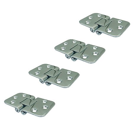 Kit 4 Uni Dobradiças Quadrada Aço Inox 6 Furos Barco Lancha