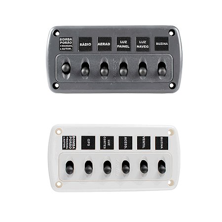 Painel de Comando 6 Funções Náutico LED P/ Barco Lancha 12V