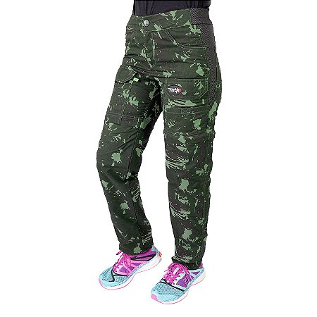 Calça Bermuda Feminina Camuflada Pesca Trilha Proteção UV 50