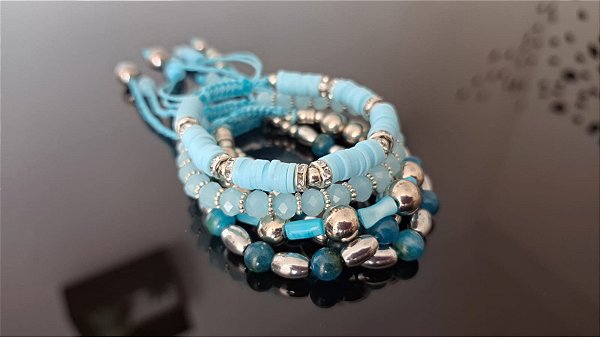 Conjunto Howlita e Ágata Azul