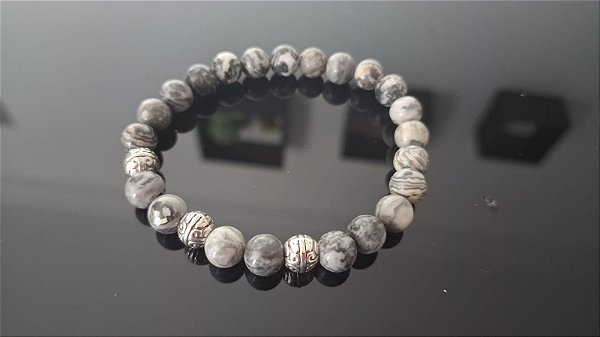 Pulseira de Jaspe Cinza Mesclada