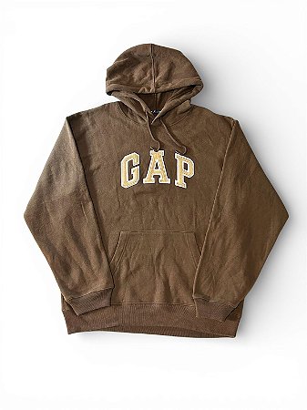 Blusa de Moletom Fechada GAP Logo Bordado Marrom
