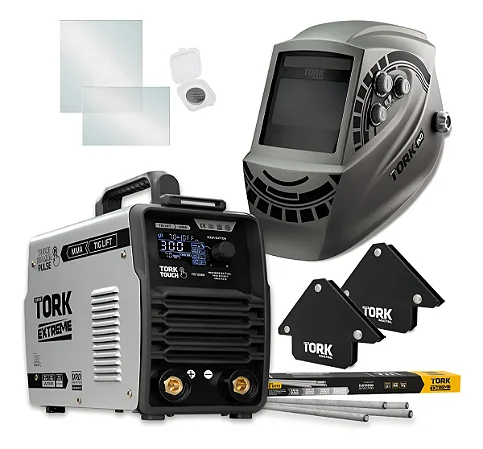 Máquina De Solda Inversora Touch 300 Vrd 220v Máscara + Kit Cinza