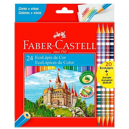 Ecolápis de cor 20 cores + 4 Ecolápis Bicolor Faber-Castell