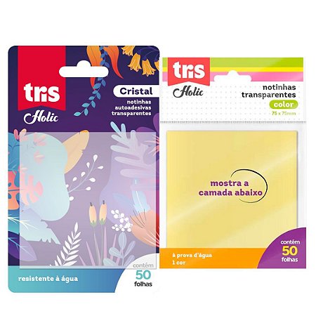 Notinhas Adesivas Transparentes Tris Holic 50 folhas 2 modelos