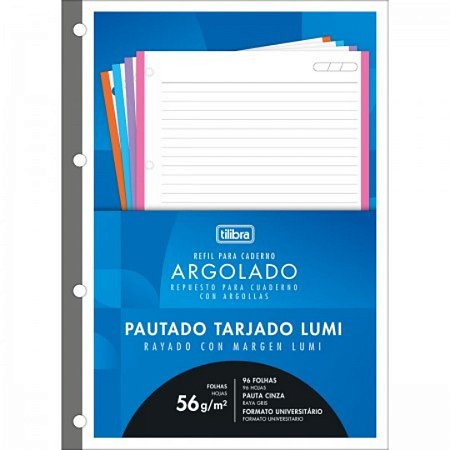 Refil Para Caderno Argolado Pautado Tarjado 96 fls