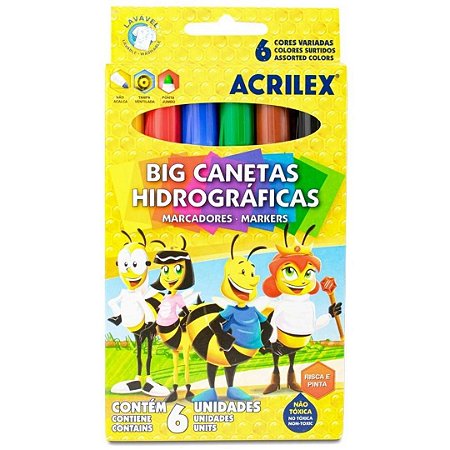 Canetinha Hidrográfica Big Acrilex 6 cores