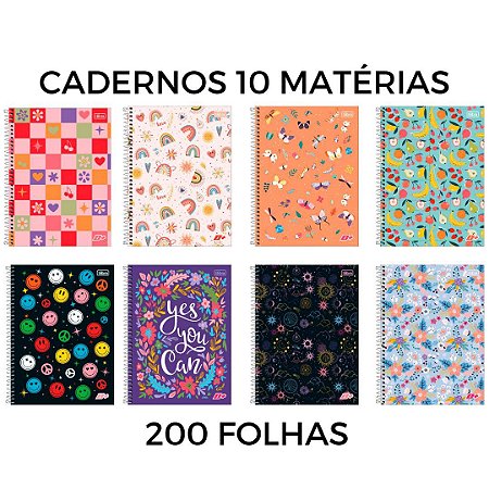 Caderno Universitário 10 Matérias D+Capas Femininas 200 fls