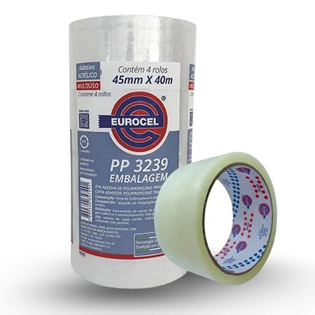 Fita Adesiva Transparente Eurocel 45mmx40 C/4 un