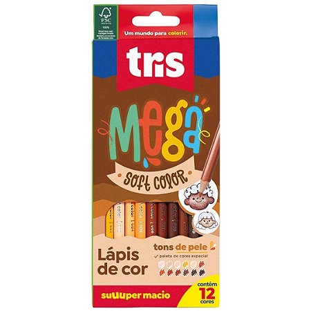 Kit Lápis de Cor TRIS 12 Cores Tons de Pele Macio Ref:907714