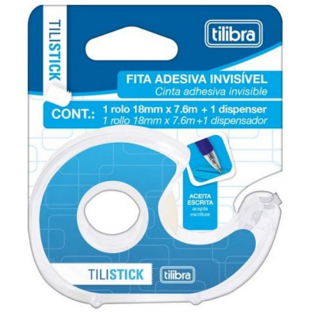 Fita Adesiva Invisível Tilibra 18mm x 7,6m com Dispenser