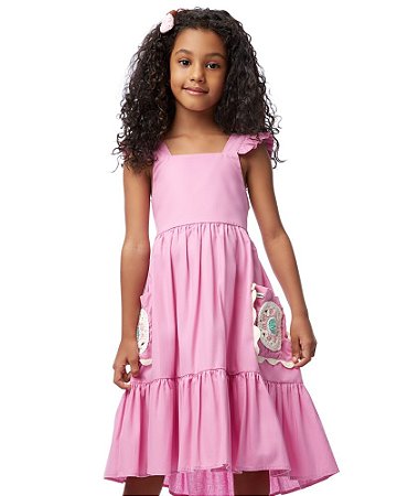 VESTIDO VINTAGE ROSA KIDS - UNICA