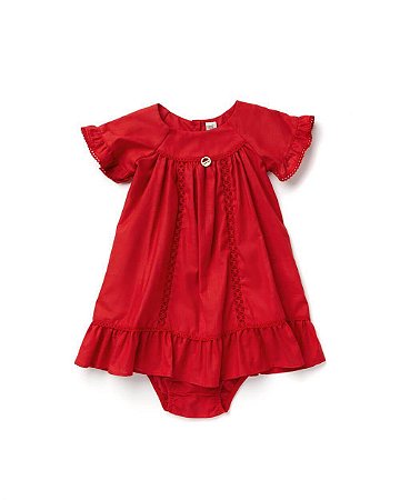 Vestido Bebê Maçã Do Amor Com Calcinha M/c