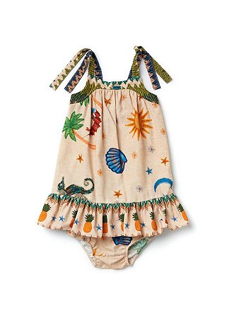 Vestido Bebê Praia Com Calcinha