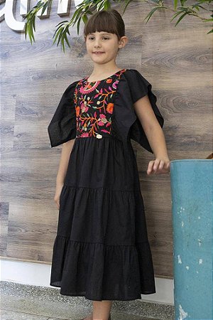 Vestido Boho Preto Teen