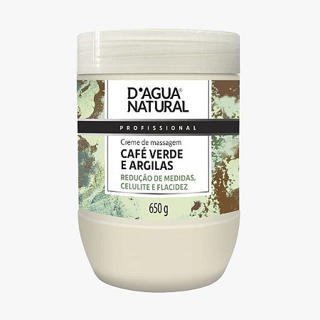 Creme de Massagem Café Verde e Argilas 650g - D'agua Natural