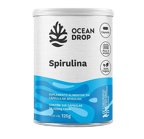 Spirulina - 240 Capsulas (520mg) - Ocean Drop