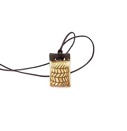 Colar Difusor de Aroma Pessoal - Tribal Retangular Cafe/Creme