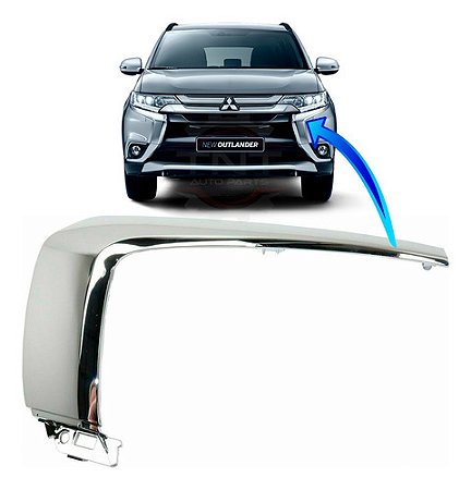Friso Moldura Cromada Superior Esquerda Parachoque Outlander 2016 a 2021