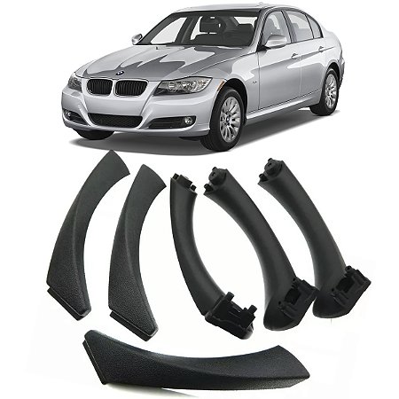 Kit Puxador Interno Porta 318i 320i 325i 330i 335i 2005 a 2012 E90 Cor Preto 6pcs