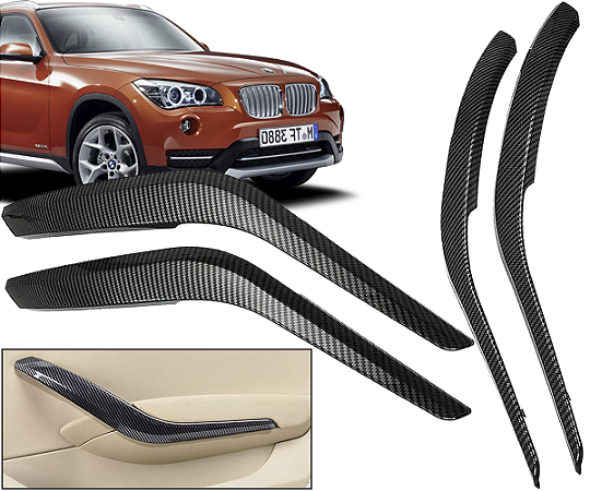Kit Puxador Porta Bmw X1 2009 á 2015 Cor Carbono