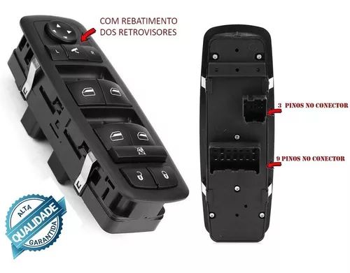 Botão Vidro Elétrico Journey 2 Conector Dianteiro Esquerdo