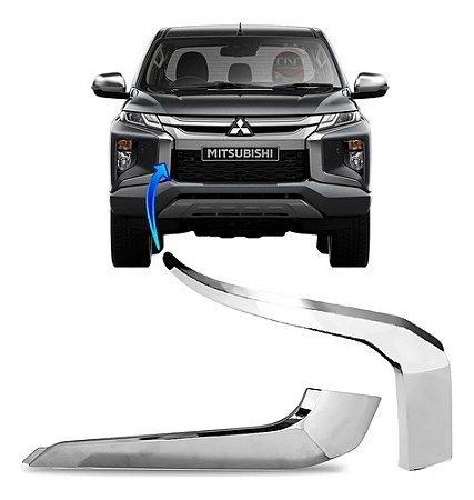 Kit Moldura Aplique Friso Cromado Parachoque L200 Triton 2020 a 2024 Direito