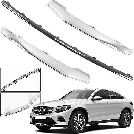 kit Spoiler Friso Cromado Aplique Parachoque Dianteiro Glc250 2016 a 2019