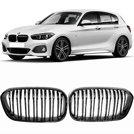 Par Grade Dianteira 118i 120i 125i F20 2016 a 2019 Filete Duplo Black Piano