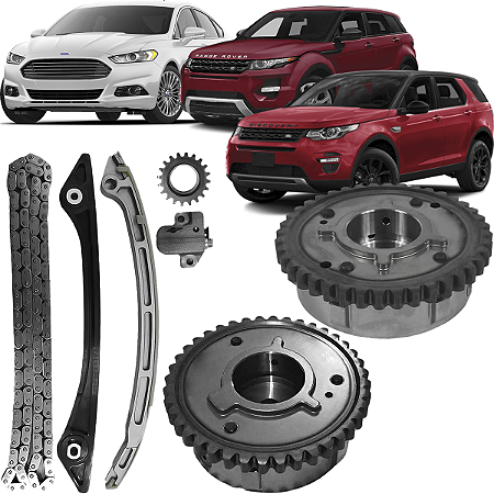 Kit Corrente Distribuição C/ Polias Admissão E Escape Fusion Evoque Discovery Sport Freelander 2.0