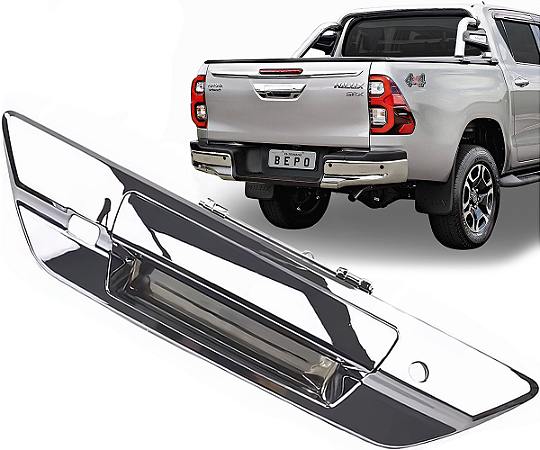 Maçaneta Tampa Traseira Hilux 2015 a 2021 C/ Furo Câmera Cromada