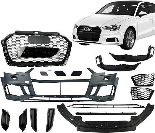 Body Kit Parachoque Dianteiro Transformação Rs3 Para Audi A3 2017 a 2021