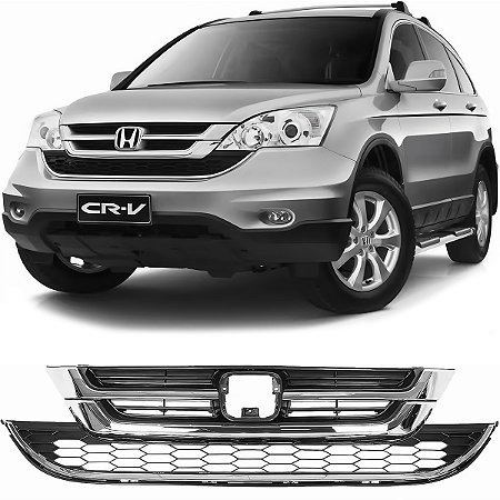 Kit Grade Tela Superior e Inferior Crv 2010 a 2012 Friso Cromado