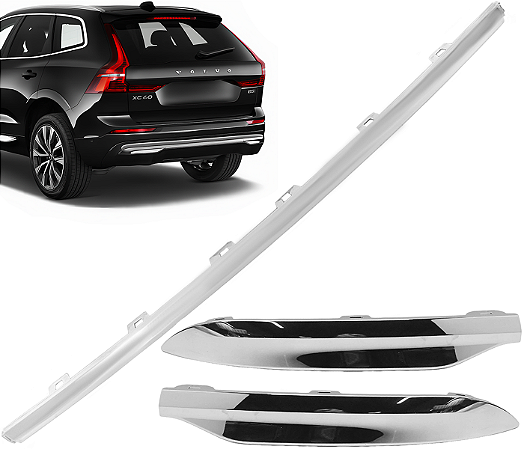 Kit Friso Aplique Completo Cromado Parachoque Traseiro Xc60 2022 a 2024