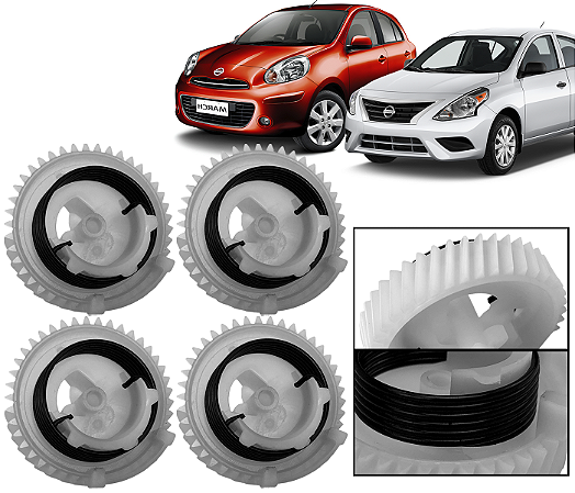 Kit 4 Peças Reparo Engrenagem Fechadura Nissan March Versa Sentra Livina