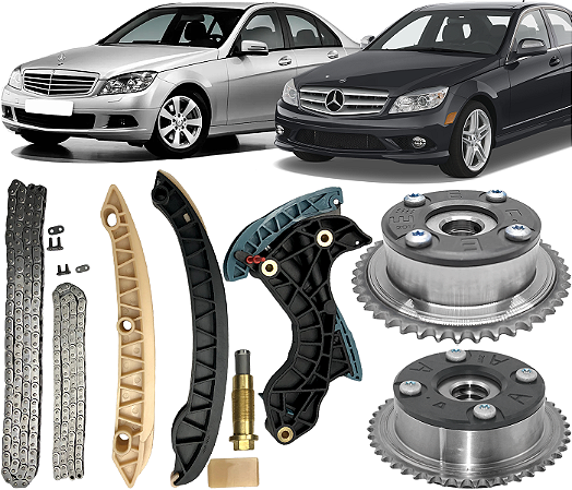 Kit Corrente Distribuição Motor C / Polias C180 C200 E200 Clk200 Slk200 1.8 Kompressor 2000 á 2010