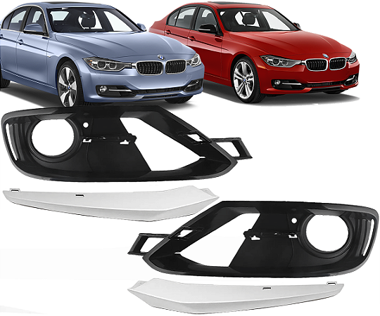 Par Moldura Farol Milha Bmw 320i 328i GP Sport 2012 a 2015 C/ Friso