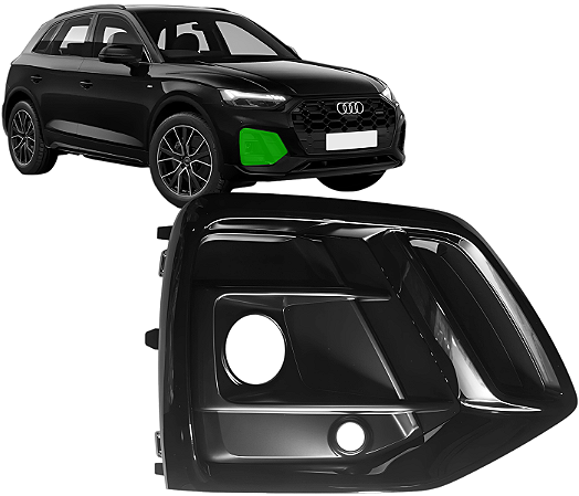 Moldura Grade Farol Milha Direito Audi Q5 Sportback Performance Black 2021 a 2025
