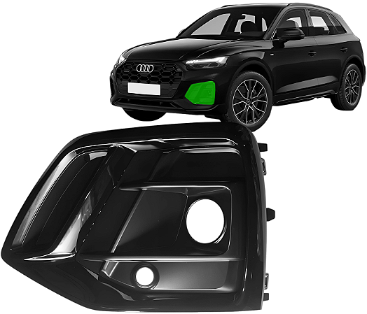 Moldura Grade Farol Milha Esquerdo Audi Q5 Sportback Performance Black 2021 a 2025