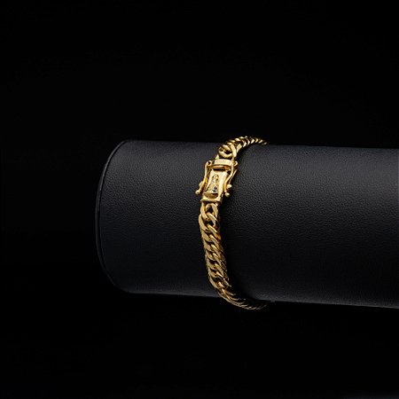 Pulseira Grumet (7 mm) - Fecho Gaveta Dupla com Nª Senhora Aparecida cravejada