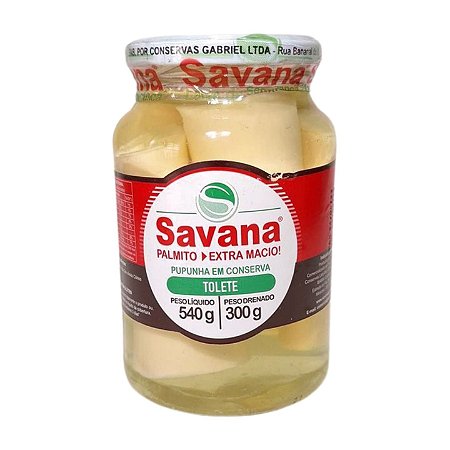 Palmito Pupunha em Conserva Tolete Savana - 300g (Vidro)